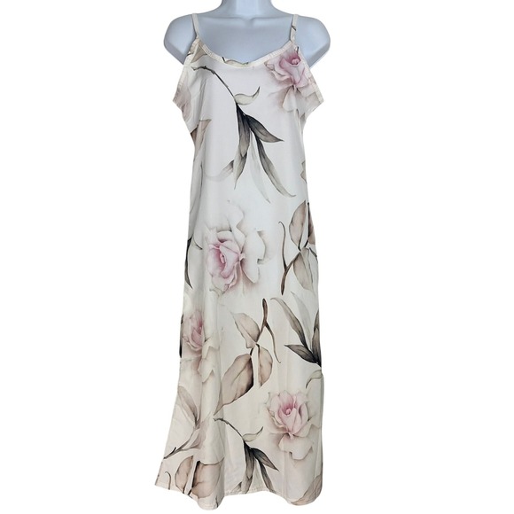 Dresses & Skirts - Womens Slip Dress Floral Rose Print S White Romantic‎ Cottagecore Wedding Guest